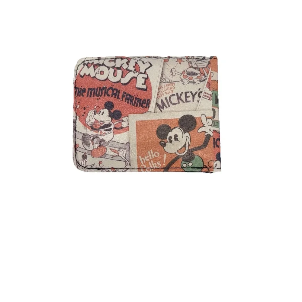 MENS DISNEY BUCKLE DOWN MICKEY MOUSE BIFOLD WALLET WITH METAL‎ TIN GIFT BOX